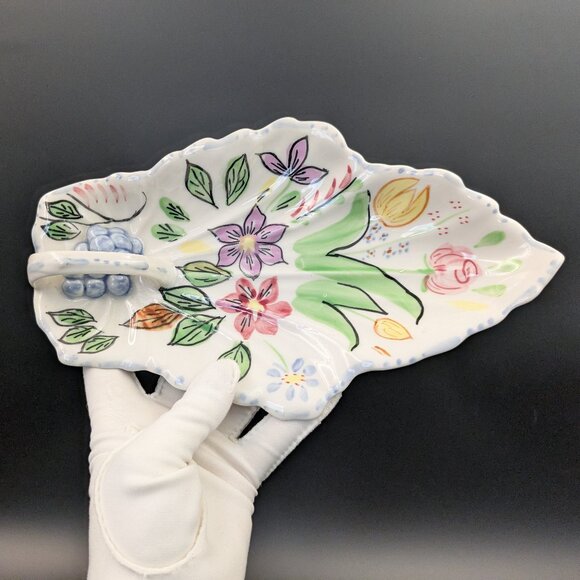 Vintage Blue Ridge Southern Potteries Hand Painted Floral Dish - Picture 7 of 7